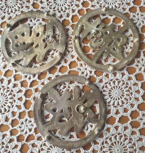 3 Solid Brass Oriental Wall Items (Trivets)