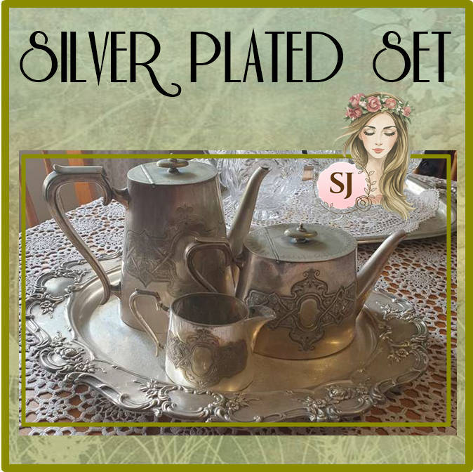 VINTAGE SILVER PLATED SET WITH TRAY | NEEDS A GOOD CLEAN |