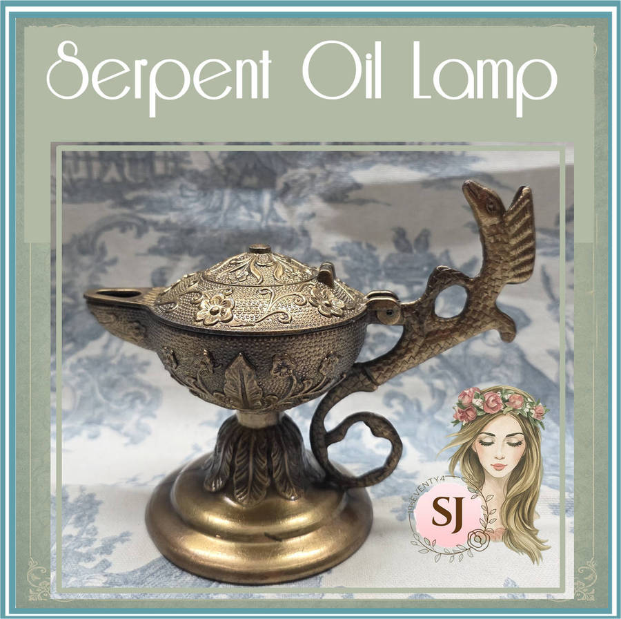 Cast Brass Vintage Serpent Oil Lamp  Circa 1950s