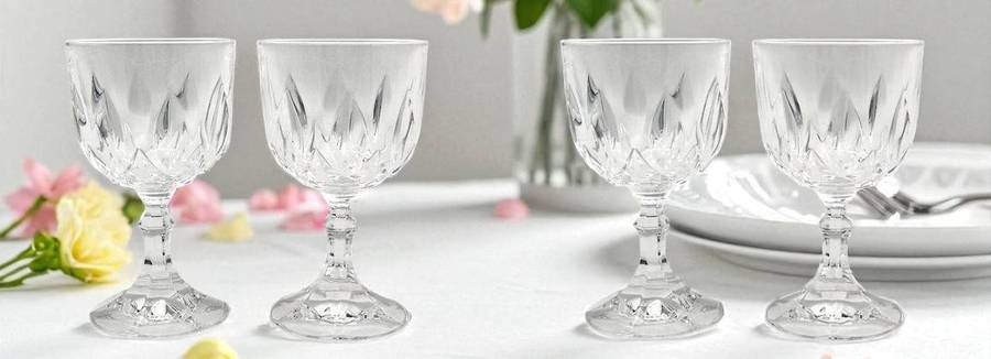 RCR Royal Crystal Rock 24% Lead Crystal RED Wine Glasses Set of 4