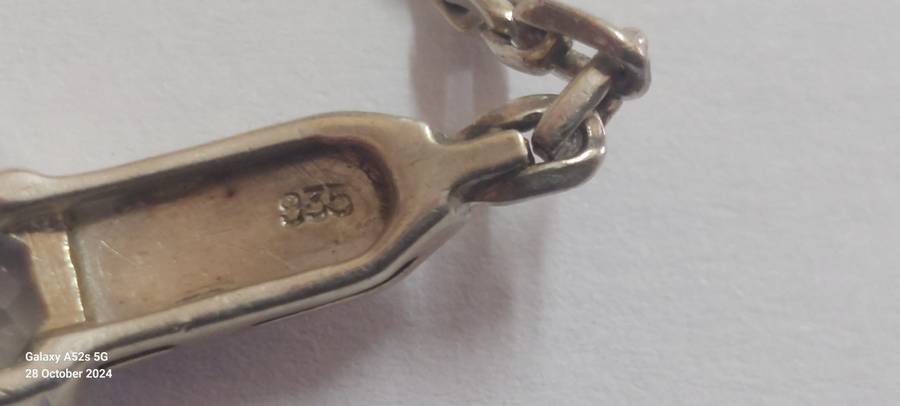 1920's Art Deco 935 sterling silver Aquamarine bracelet 6.1g Value R3500