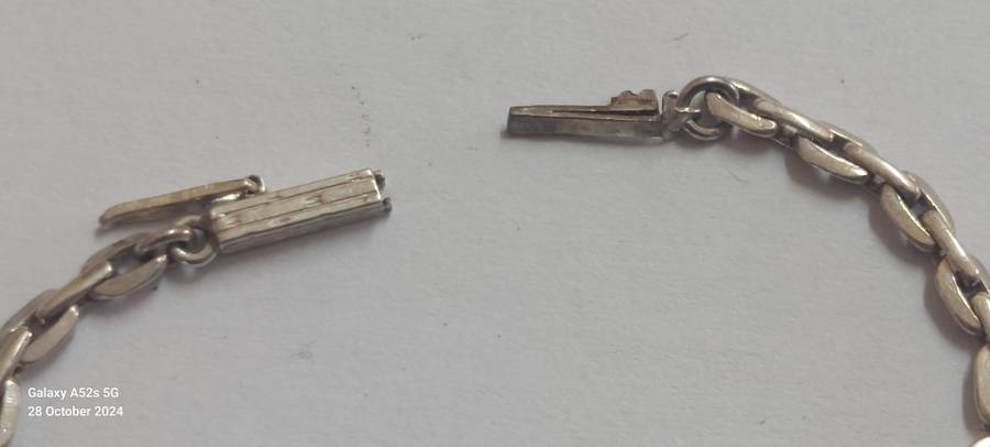 1920's Art Deco 935 sterling silver Aquamarine bracelet 6.1g Value R3500