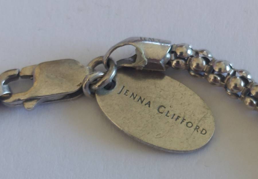 Rare Jenna Clifford sterling silver bracelet with pearl pendant 6.4g