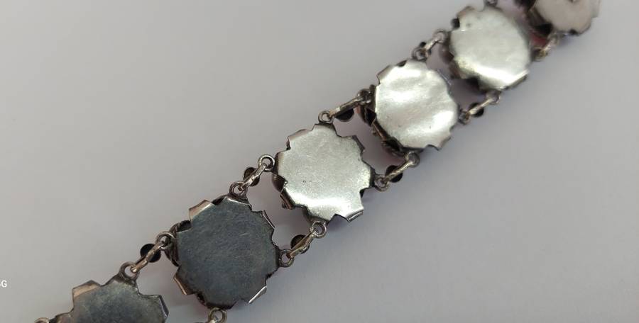 19th century Italian 800 Etruscan silver & coral bracelet