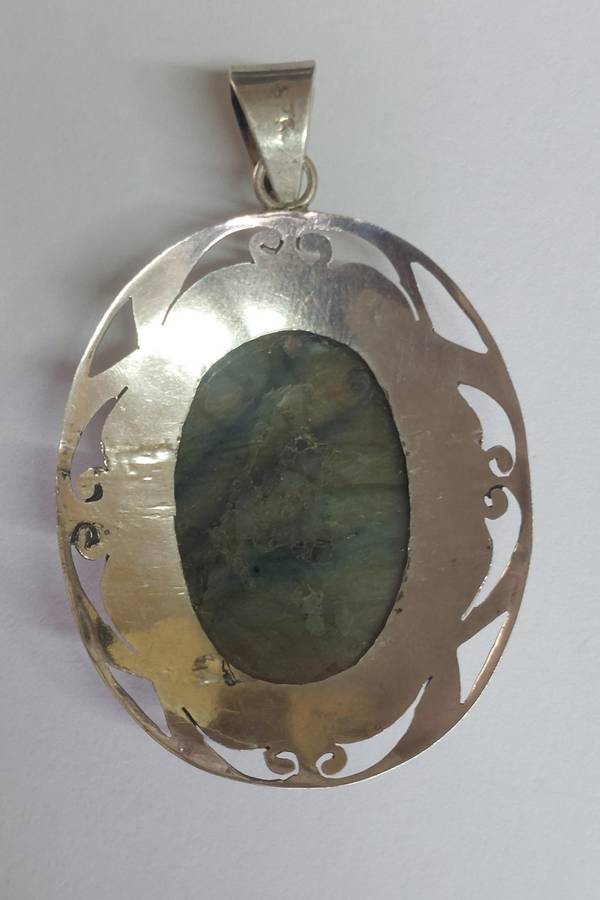 Huge!! Vintage sterling silver Labradorite pendant 25.0g