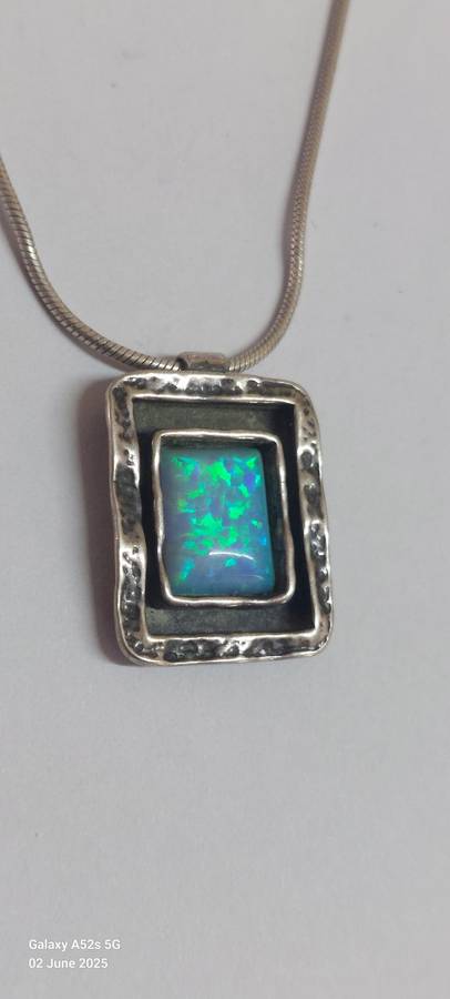 Designer Shablool Didae sterling silver fire opal necklace 8.1g Value R1500