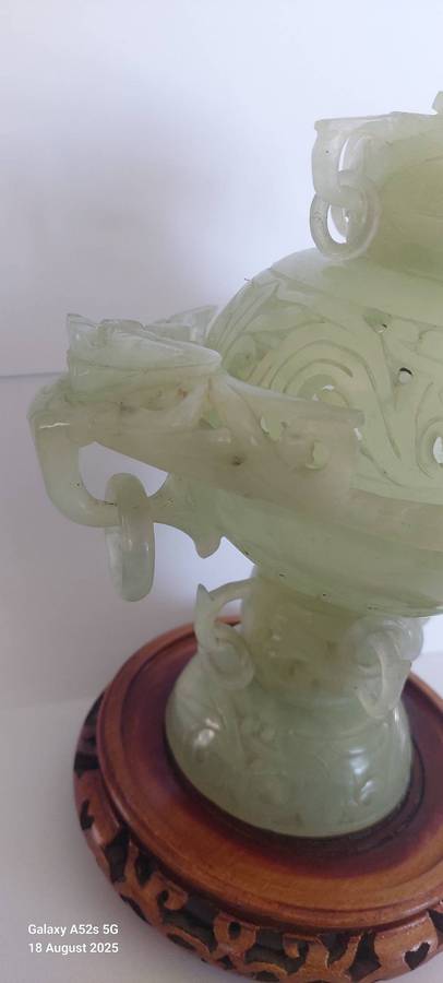 Chinese hand carved Sepentine dragon censor