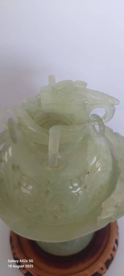 Chinese hand carved Sepentine dragon censor