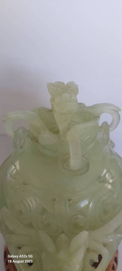 Chinese hand carved Sepentine dragon censor