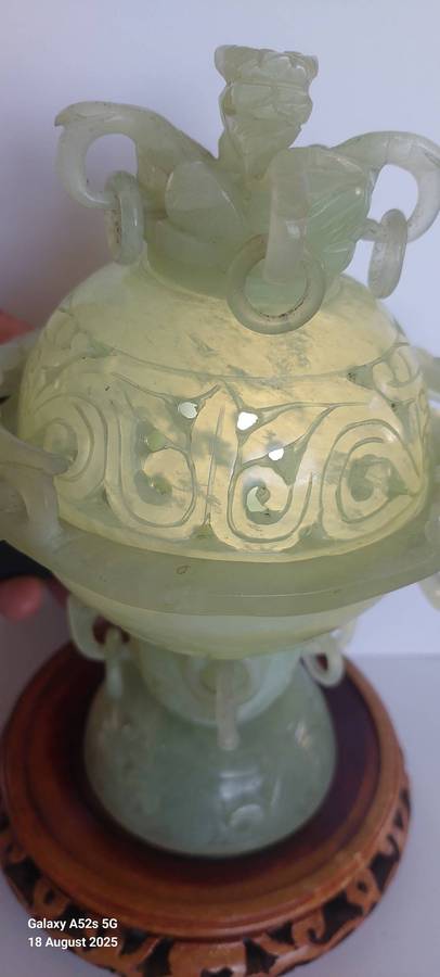 Chinese hand carved Sepentine dragon censor