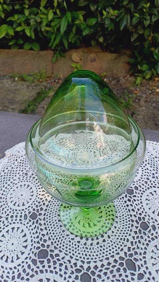 Vintage green Depression glass shrimp /oyster cocktail icer bowl