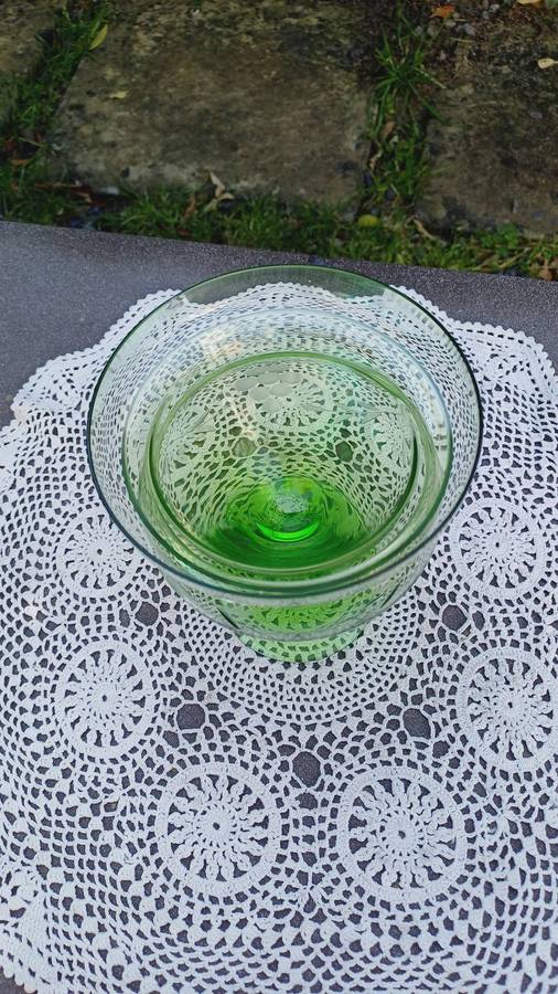 Vintage green Depression glass shrimp /oyster cocktail icer bowl