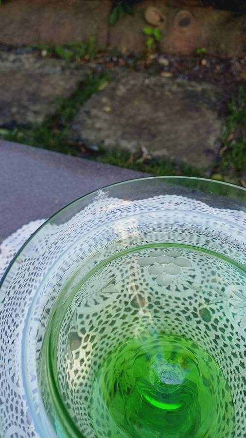 Vintage green Depression glass shrimp /oyster cocktail icer bowl