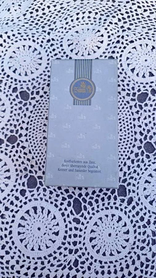 Magnificent vintage WMF German pewter harp in original box