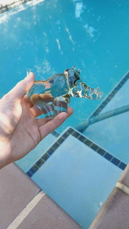 Quirky glass warthog - Marked Halliburton