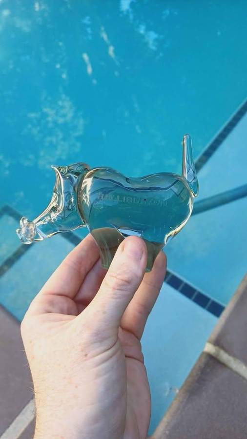 Quirky glass warthog - Marked Halliburton