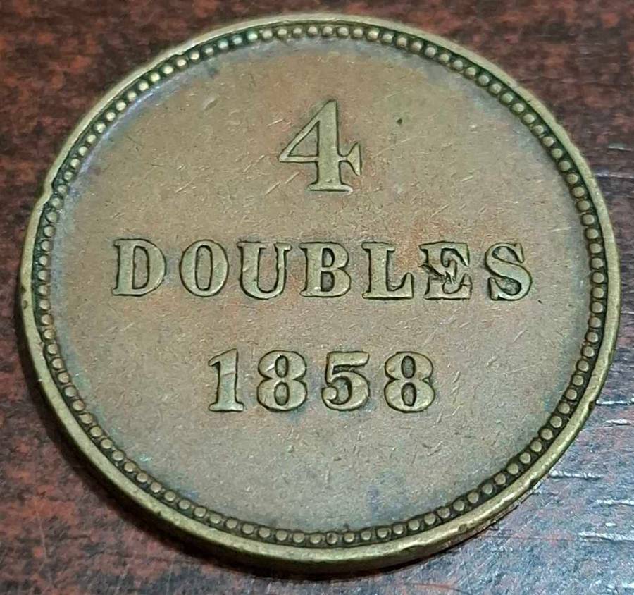 1858 4 Doubles coin from Guernsey