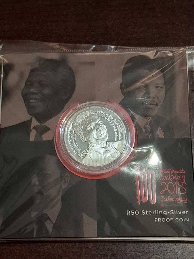 South Africa 2018 Nelson Mandela Centenary Celebration 50 Rand Silver Proof Coin