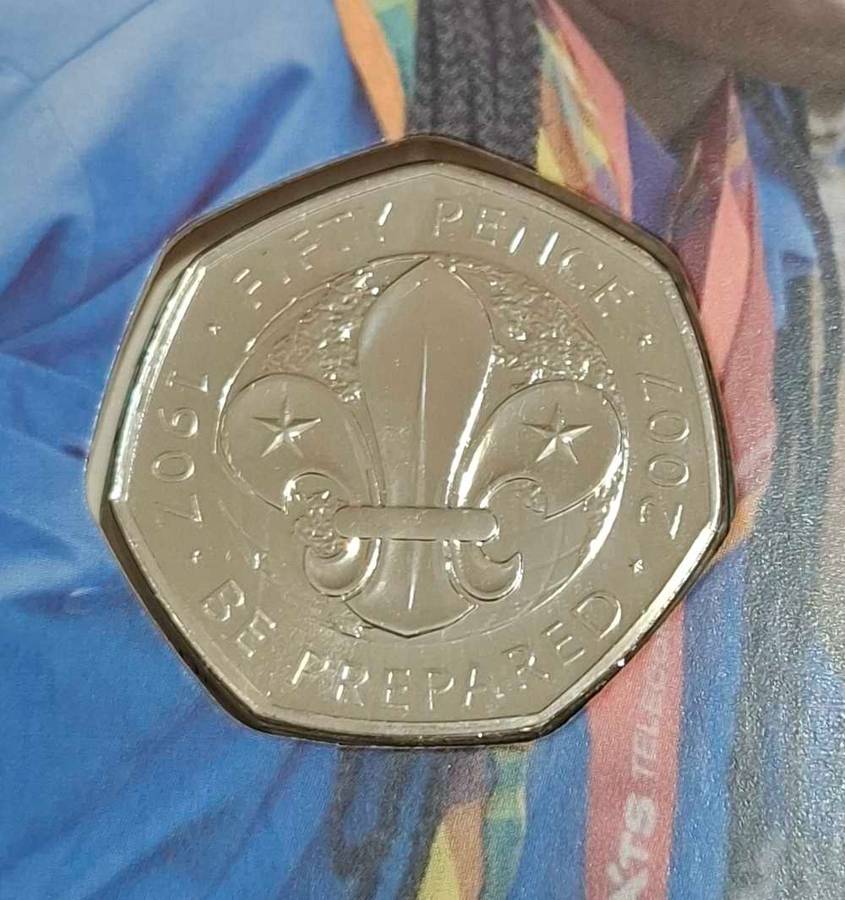 2007 British Royal Mint Scout Centenary BU 50p Fifty Pence Coin in Case