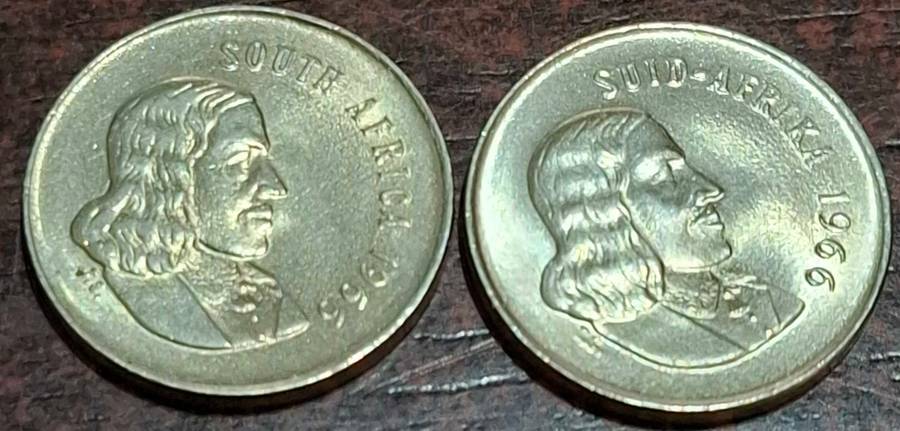 1966 two South African 5-cent coins