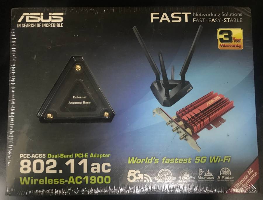 ASUS PCE-AC68 DUAL BAND WIRELESS -AC1900 PCIe ADAPTER NEW