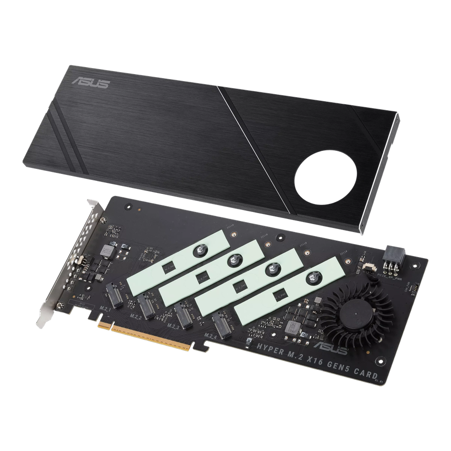 NVMe To PCIe Adapter ASUS Hyper M.2 x16 Gen5 Card 4x M.2 NVMe
