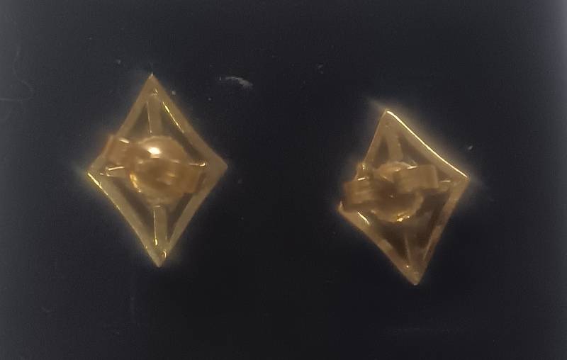 9KT GOLD AND DIAMOND EARRINGS 9X12MM 1.5G