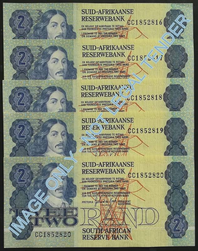 GERHARD DE KOCK 2 RAND 3RD ISSUE *5 NOTES SEQUENCE*