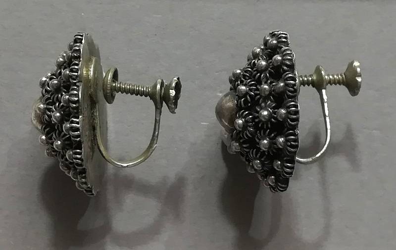 STERLING SILVER HECHOEN MEXICO EARRINGS 22MM 12 GRAMS