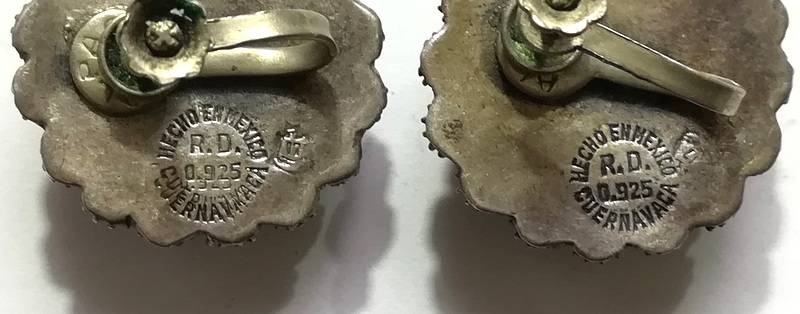 STERLING SILVER HECHOEN MEXICO EARRINGS 22MM 12 GRAMS