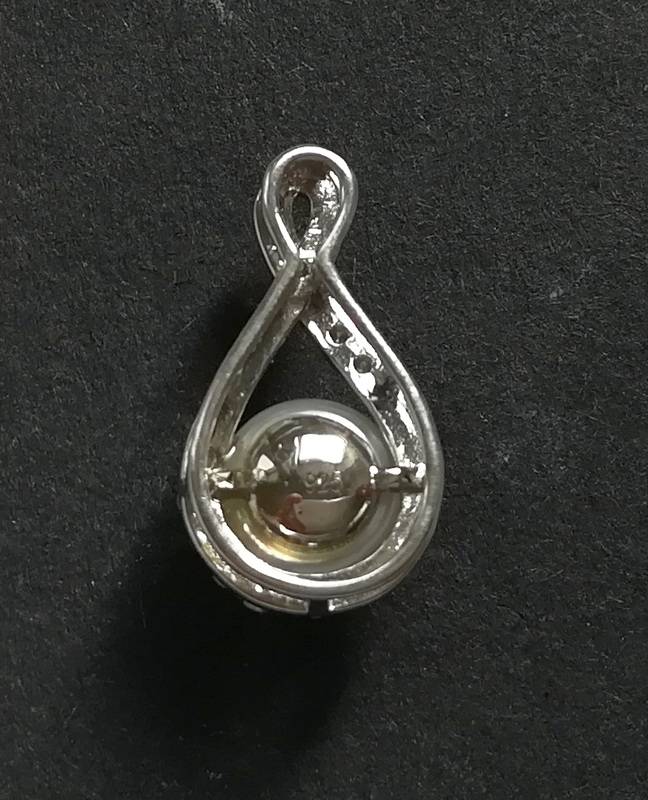 STERLING SILVER + MABE PEARL PENDANT 12X20MM
