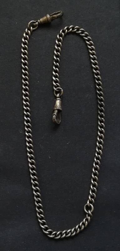 STERLING SILVER FOB CHAIN *ALL LINKS MARKED* 400MM 23 GRAMS