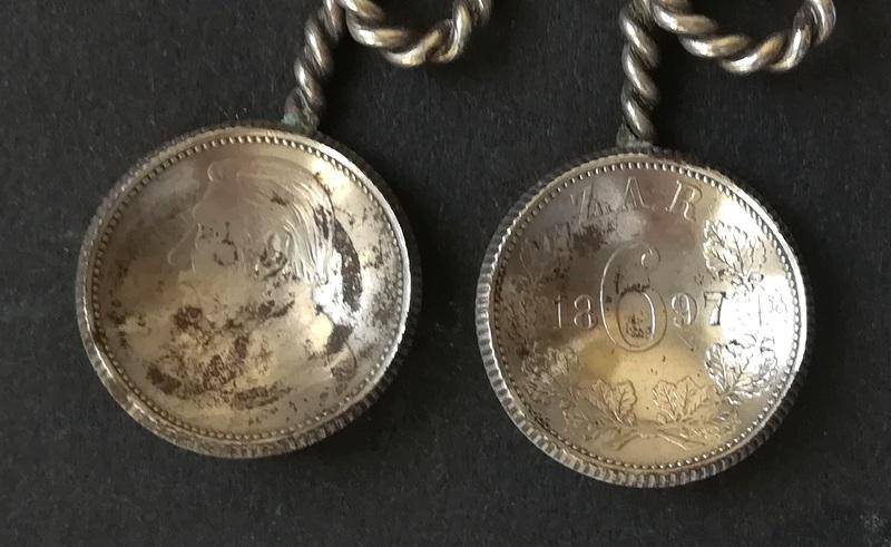 ZAR 1897 6 PENCE-PAIR SALT/MUSTARD SPOONS 50MM