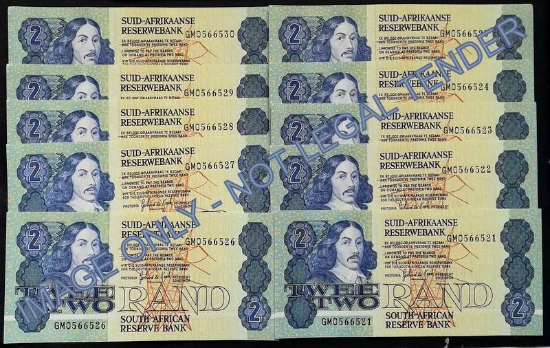 GERHARD DE KOCK 2 RAND 3RD ISSUE *10 NOTES SEQUENE*
