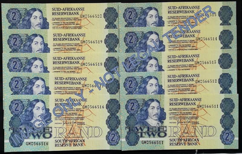 GERHARD DE KOCK 2 RAND 3RD ISSUE *10 NOTES SEQUENE*
