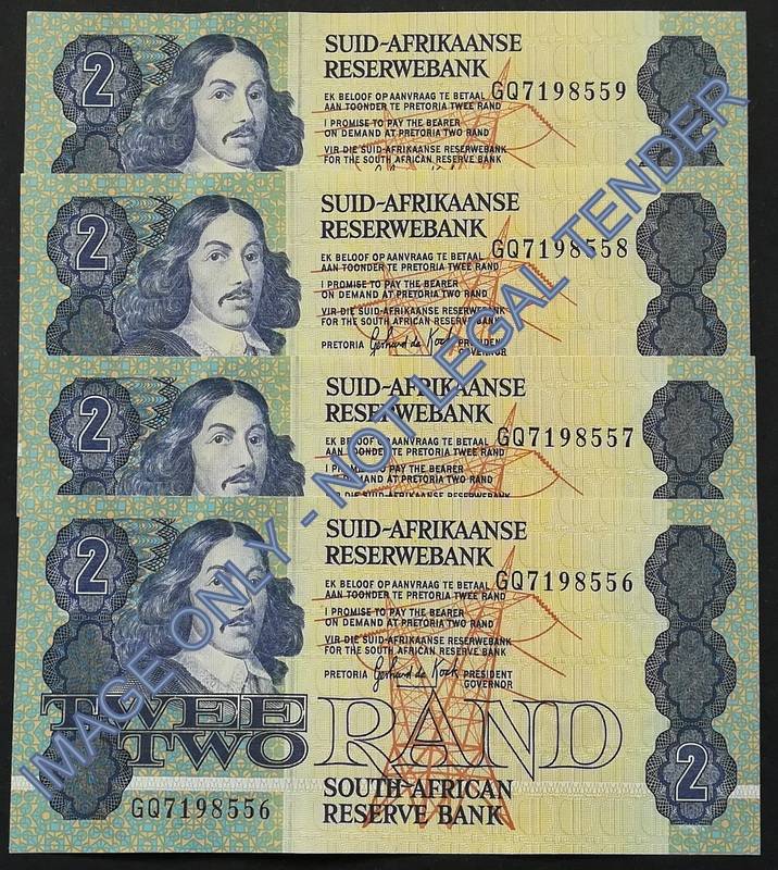 GERHARD DE KOCK 2 RAND 3RD ISSUE *4 NOTES SEQUENE*
