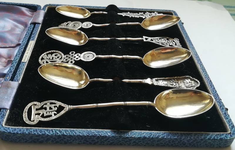 CHINESE SILVER SET OF 6 TEASPOONS 25X40X120MM 75 GRAMS