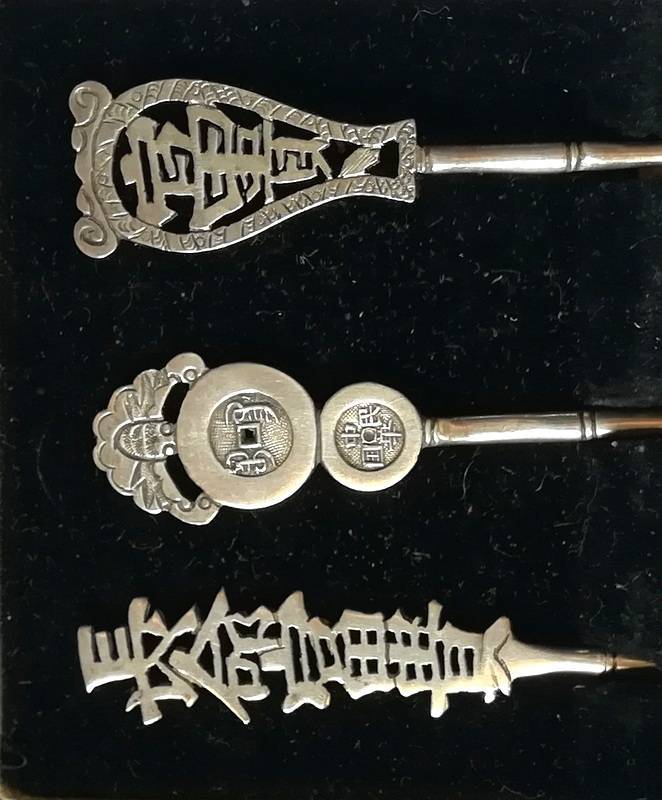 CHINESE SILVER SET OF 6 TEASPOONS 25X40X120MM 75 GRAMS