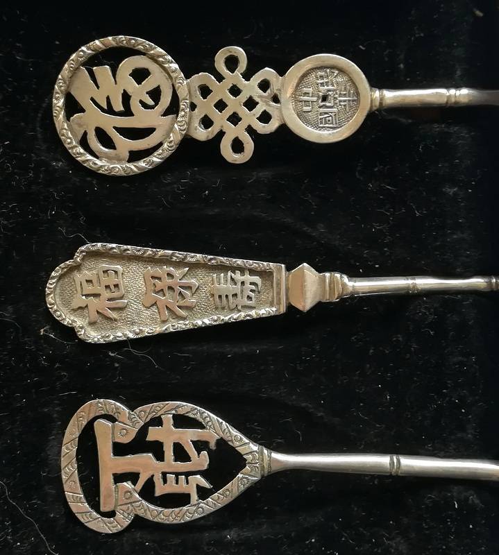 CHINESE SILVER SET OF 6 TEASPOONS 25X40X120MM 75 GRAMS