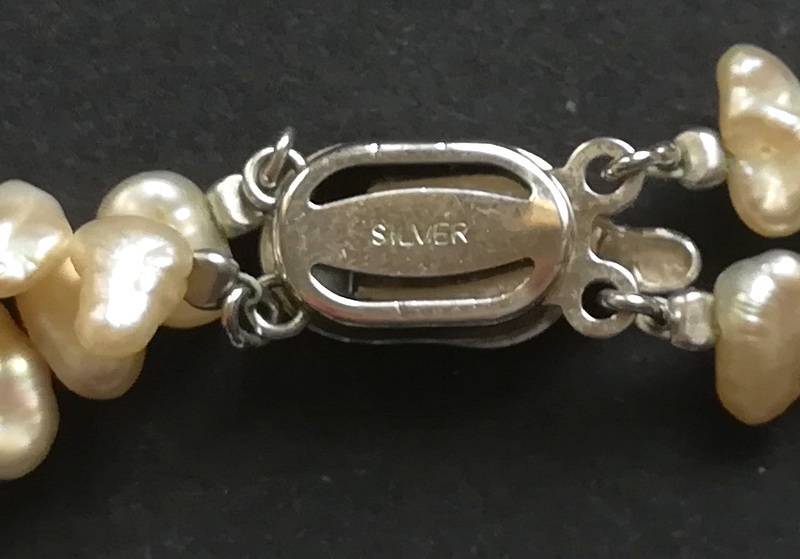DOUBLE STRING FRESH WATER PEARLS *SILVER CLASP* 520MM