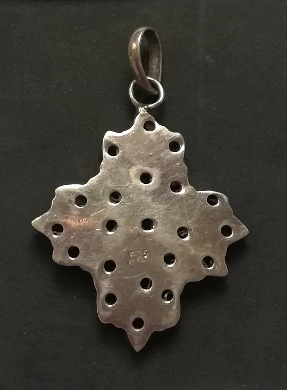 STERLING SILVER PENDANT WITH COLOURED STONES 36X36MM
