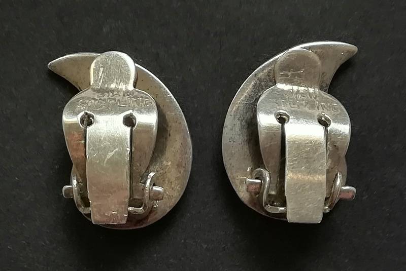 SIAM STERLING SILVER + ENAMEL EARRINGS 5.7G 15X20MM