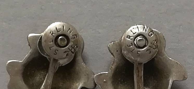 STERLING SILVER AND MARCASITE EARRINGS 3.5 GRAMS 12X12MM