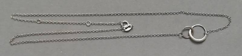 STERLING SILVER CHAIN *2 RINGS* 420MM 1.3 GRAMS