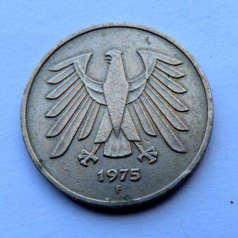 COIN, 5 DEUTSCHE MARK. 1975