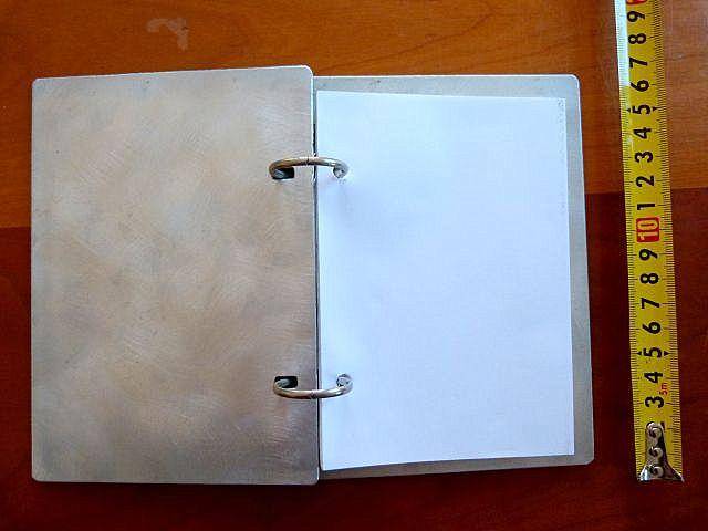 NOTE BOOK .ALUMINIUM OR PEWTER. FROG MOTIV. VINTAGE