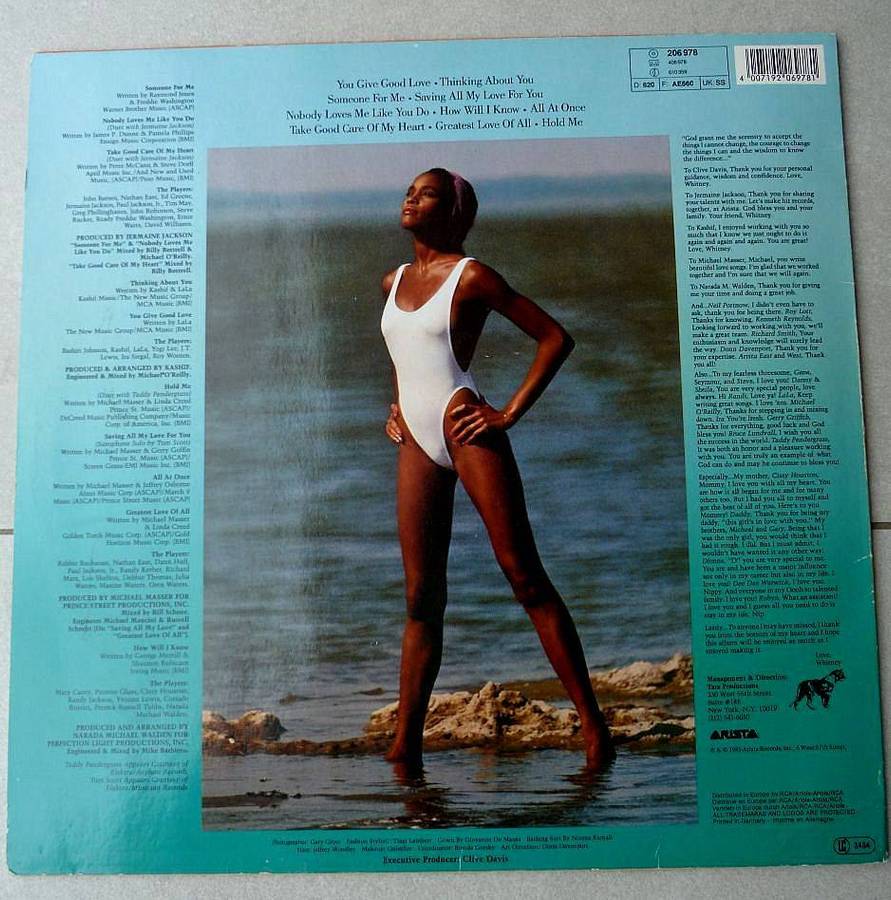WHITNEY HUSTON .VINTAGE VINYL RECORD. EXC.CONDITION