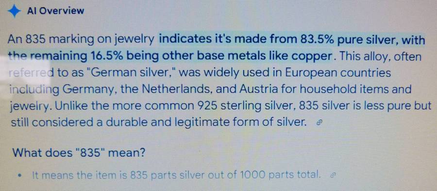 Vintage European 835 Silver, Goldplated Necklace/Choker from the 50th