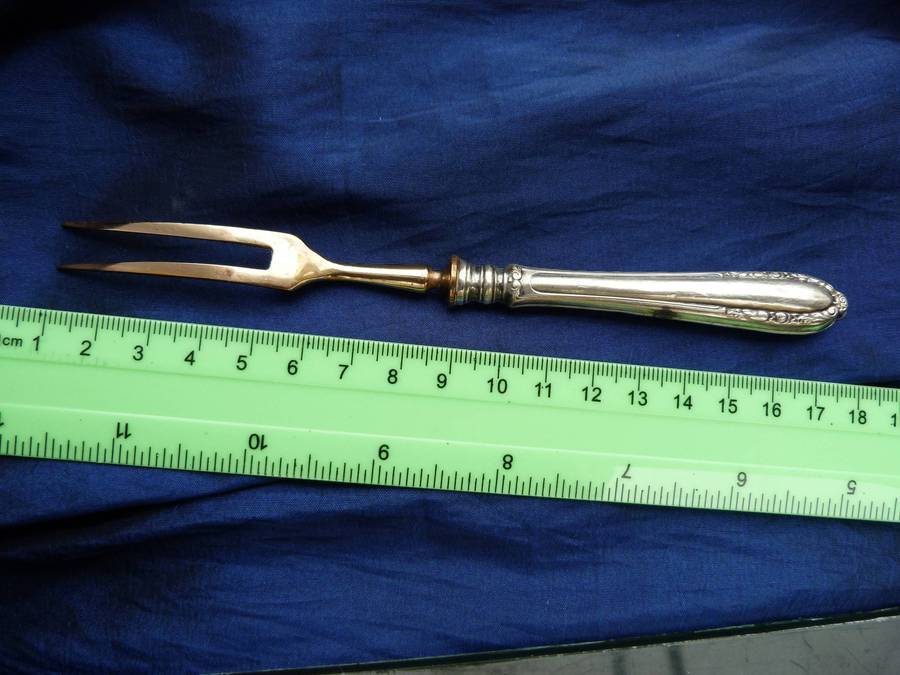 ANTIQUE PICKLE FORK. HANDLE 800. FORK GOLD PLATED