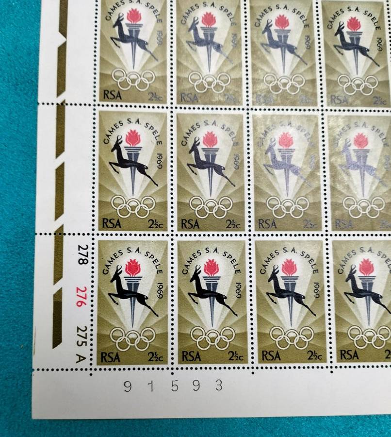 SOUTH AFRICA (1969 SA GAMES) FULL SHEET